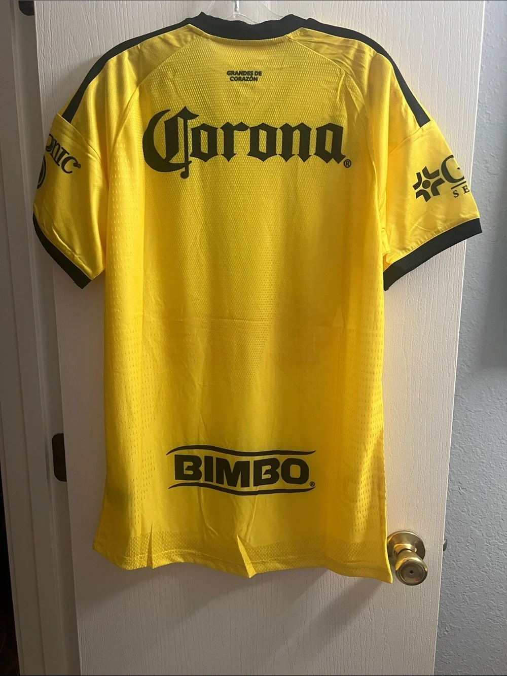 adidas Yellow Kids Club América Soccer Jersey with Red & Black Accents